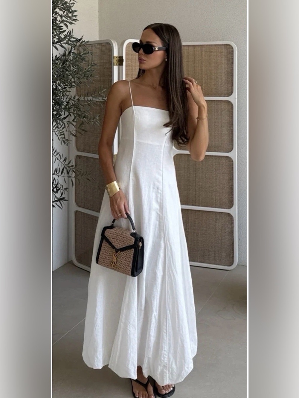 Kivari NWT Sylvie Bubble Hem Flare Maxi Dress in White XS/2, Lined-Zip Close